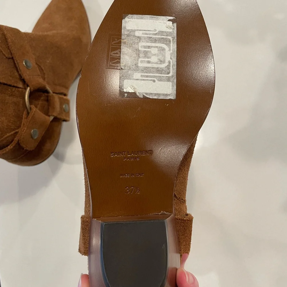 Saint Laurent Brown Suede Ankle Boots 37.5 - Picture 4 of 5